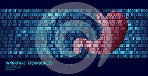 Healthy stomach digestion internal organs. Binary code data flow. Doctor online innovative technology vector