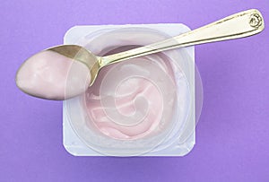 Healthy strawberry fruit flavored yogurt with natural coloring i