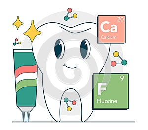 Healthy strong tooth. Calcium and fluor protection. Dental care photo