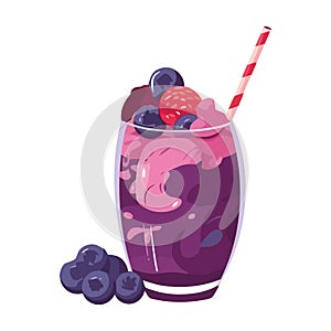 Healthy summer fruit cocktail with fresh berries