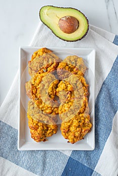 Healthy superbowl or Buddha bowl with salad, baked sweet potatoes