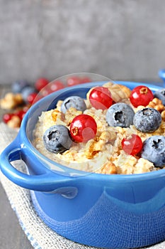 Healthy Tasty Homemade Oatmeal with Berries for Breakfast