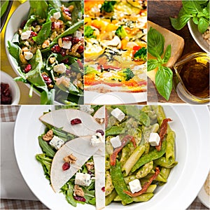 Healthy and tasty Italian food collage