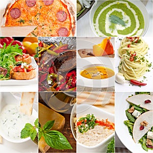 Healthy and tasty Italian food collage