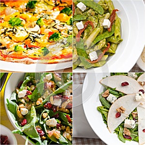 Healthy and tasty Italian food collage