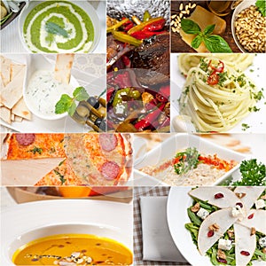 Healthy and tasty Italian food collage