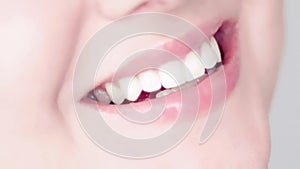Healthy teeth, dental care and dentistry, perfect natural white toothy female smile closeup, cleaning and teeth