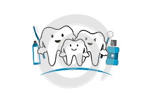 Healthy teeth family smile and happy, dental care concept