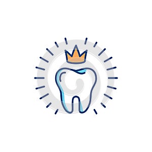 Healthy teeth icon. Dental care logo concept, oral hygiene, dental clinic logotype template. Stomatology Vector thin