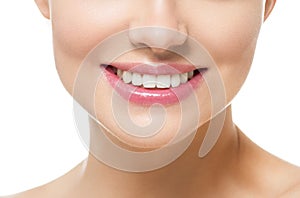 Healthy teeth smile woman beautiful face close up