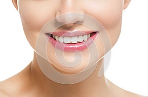 Healthy teeth smile woman beautiful face close up