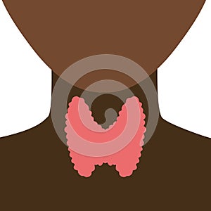 Healthy thyroid gland on black neck silhouette icon