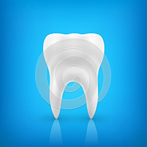 Healthy Tooth, concept of dental examination, dental health and hygiene on blue