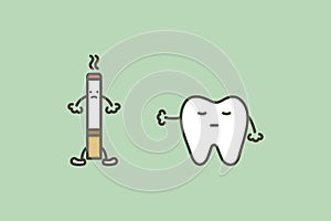 Healthy tooth say no to cigarette to prevent yellow teeth