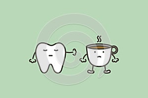 Healthy tooth say no to coffee to prevent yellow teeth