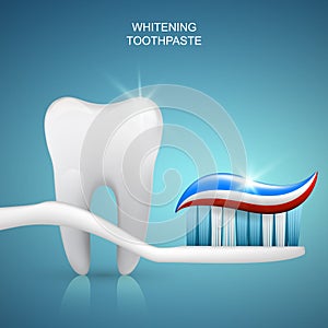 Healthy tooth and toothpaste on toothbrush