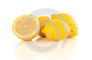 Healthy tropical fresh fruits on white background