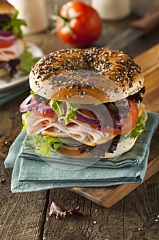 Healthy Turkey Sandwich on a Bagel