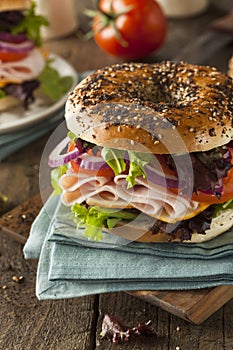 Healthy Turkey Sandwich on a Bagel