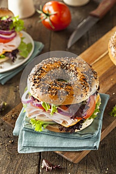 Healthy Turkey Sandwich on a Bagel