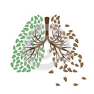 Healthy and unhealthy lungs concept