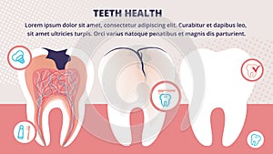 Healthy and Unhealthy Teeth Stand in Raw Banner