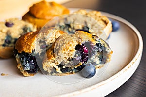 Healthy Vegan Banana Blueberry Muffins CloseUp