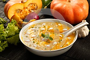 Healthy vegan diet food - Delicious pumpkin soup