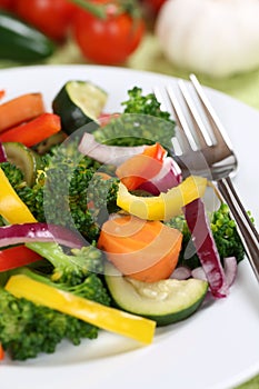 Healthy vegan eating vegetables food on plate