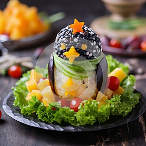 Healthy Vegan Sushi Bowl With Elaborate Fruit Arrangements