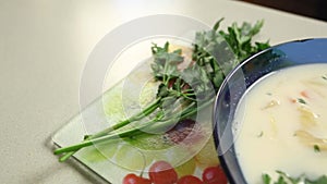 healthy vegetable soup with milk