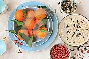 Healthy, vegetarian breakfast on the table