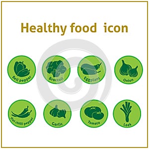 Healthy veggies food green vector icons