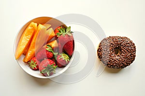 Healthy versus unhealthy breakfast photo
