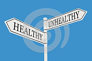 Healthy versus Unhealthy messages, Healthy Lifestyle conceptual image decision change