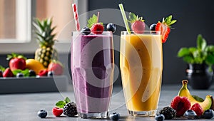 healthy and vibrant smoothie capture dramatic smoothie splash.