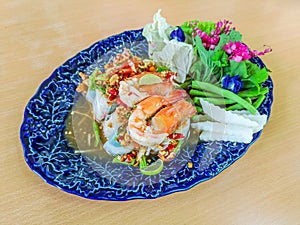 Healthy Vietnamese Salad Rolls with Shrimp in Finedining Restaurant