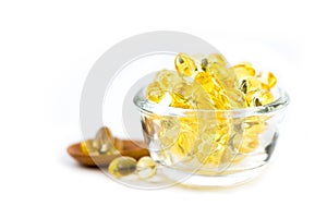 Healthy Vitamins, Omega 3,isolated, has a white background,Copy space.
