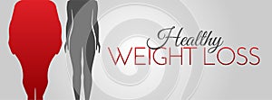 Healthy Weight Loss Background Illustration with Women Silhouette