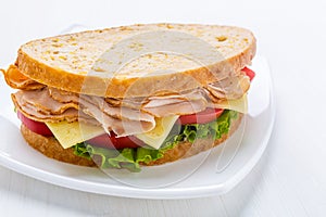 Healthy Turkey, Cheese and Vegetables Sandwich