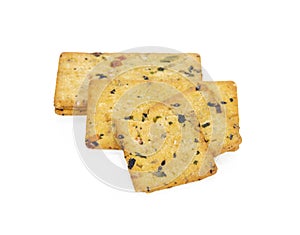 Healthy whole wheat cracker on white background