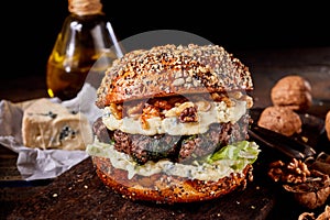 Healthy wholewheat walnut and cheese burger