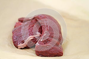 Healthy wild meat, boneless roe deer roast piece