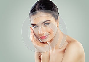 Healthy woman with clear skin Young perfect female face closeup