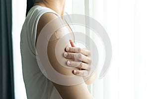 Healthy woman getting vaccinated immunity worry for side-effect, vaccination, vaccinated patient, vaccine roll-out program