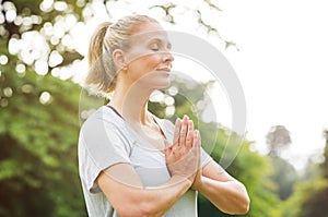 Healthy woman meditating