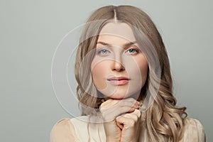 Healthy woman portrait, beautiful female face close up