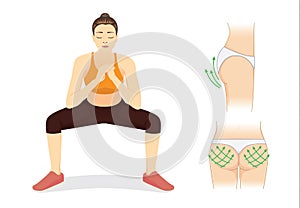 Healthy woman reduce fat for Perfect hip with squat workout.