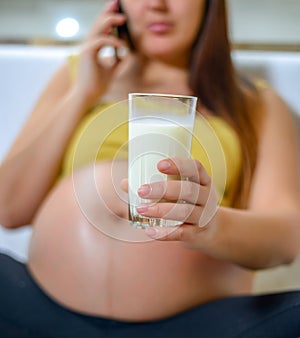 Healthy woman in the third trimester of pregnancy