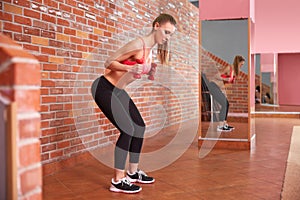 Healthy Woman Working Out With Dumbbells